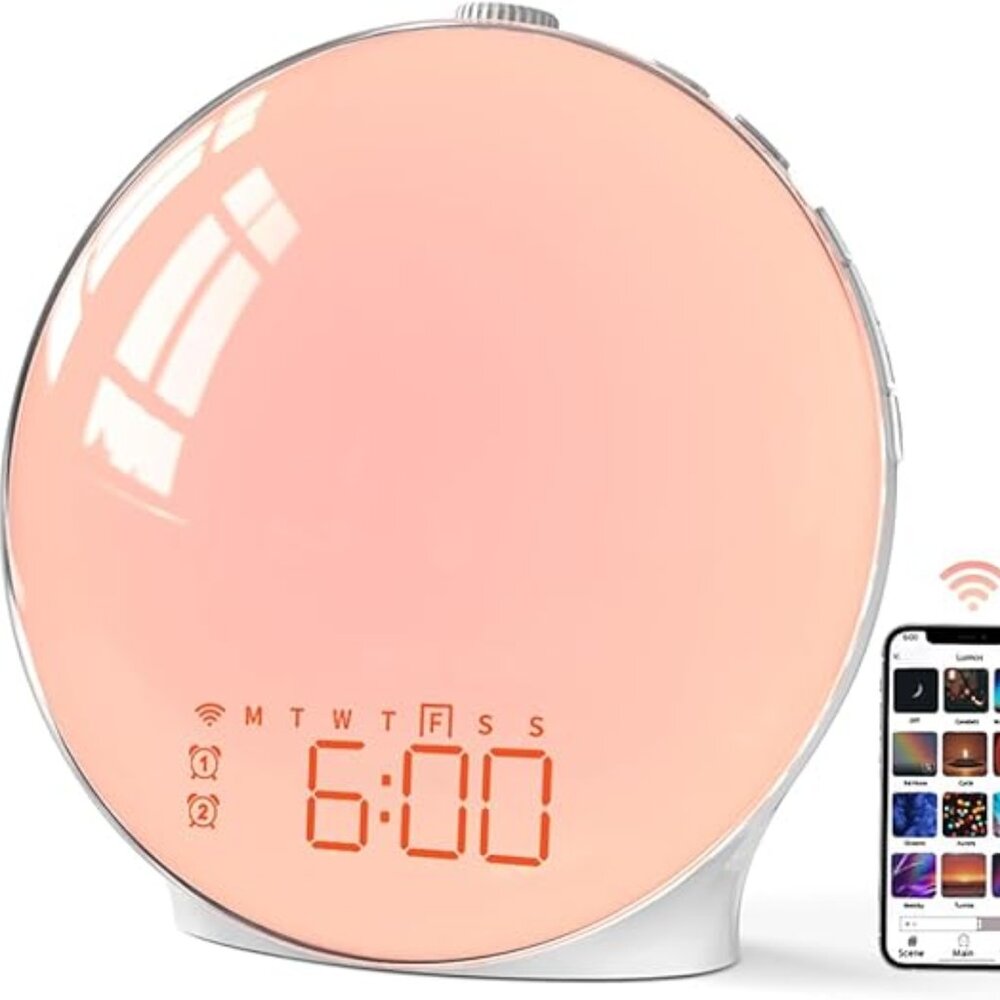 MOMILLA Sunrise Alarm Clock, Smart Wake-up, FM Radio and Alexa Compatible